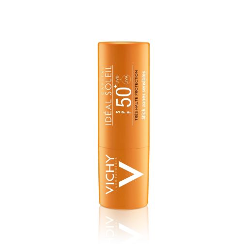 Vichy Ideal Soleil Stick Zones Sensibles Spf 50+ Stick solar ideal para proteger zonas más sensibles y labios de las quemaduras solares 9 gr