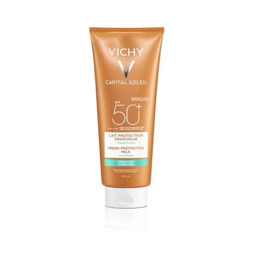 Vichy Capital Soleil Lait Protecteur Fraîcheur Spf 50+ Protector solar ayuda a proporcionar un bronceado luminoso y homogéneo 300 ml