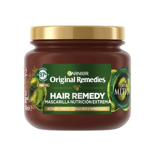 Original Remedies Hair Remedy Oliva Mítica Mascarilla Nutrición Extrema Mascarilla nutre intensamente suavizando y reparando para cabello reseco y sensibilizado 320 ml
