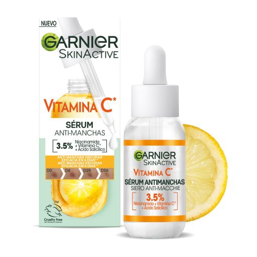 Garnier Skin Active Vitamina C Sérum Antimanchas Sérum antimanchas reduce un 43% la intensidad de las manchas oscuras 30 ml