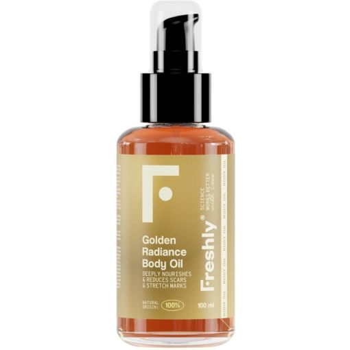 Freshly Cosmetics Golden Radiance Body Oil Aceite corporal anticelulítico 100% natural previene y mejora la apariencia de estrías y cicatrices