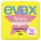 Evax Compresas Fina Y Segura Normal Alas Compresas con alas súper absorbentes ofrecen una mayor comodidad 12 uds