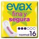 Evax Compresas Fina Y Segura Normal Sin Alas Compresas sin alas súper absorbentes ofrecen una mayor comodidad 16 uds