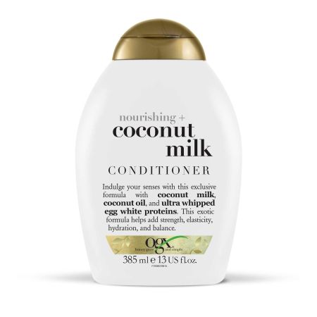Ogx Cononut Milk Conditioner Acondicionador fortalecedor ofece hidratación y suavidad con coco para cabello seco y dañado 385 ml