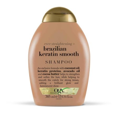 Ogx Brazilian Keratin Smooth Shampoo Champú limpia en profundidad ofreciendo un acabado sano y brillante para cabello grueso 385 ml
