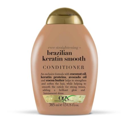 Ogx Brazilian Keratin Smooth Conditioner Acondicionador limpia en profundidad ofreciendo un acabado sano y brillante para cabello grueso 385 ml