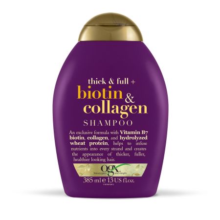 Ogx Biotin & Collagen Shampoo Champú volumuminizante fortalece nutre y protege apariencia más saludable para cabello fino 385 ml