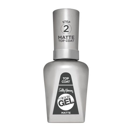 Sally Hansen Miracle Gel Step 2  Matte Top Coat Tratamiento superior mate secado rápido y fácil de usar sin necesidad de lámpara