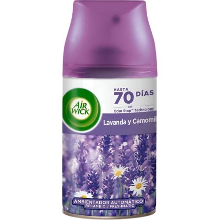 Air Wick Lavanda Y Camomila Ambientador Automático Recambio Ambientador automático para hogar neutraliza olores ofreciendo ambiente tranquilo y natural 250 ml