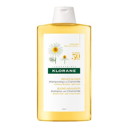 Klorane Blond Highlights Shampoo With Chamomile Champú lava y desenreda ofreciendo suavidad y brillo para cabello teñido rubio 400 ml