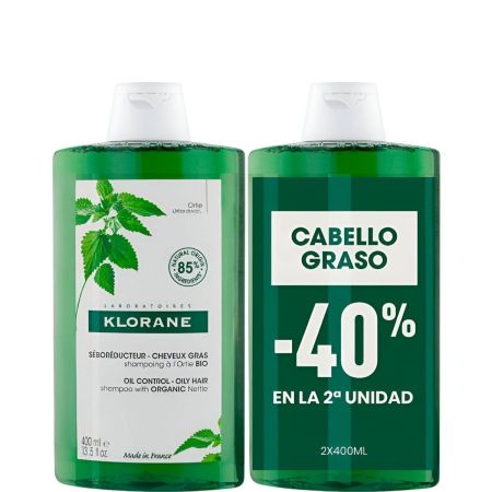 Klorane  Champú pack ortiga cabellos grasos 400 mlx400ml