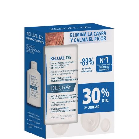 Ducray Kelual Ds Shampooing Traitant Antipelliculaire Estuche Champú elimina de manera duradera la caspa y alivia el cuero cabelludo 2x100 ml
