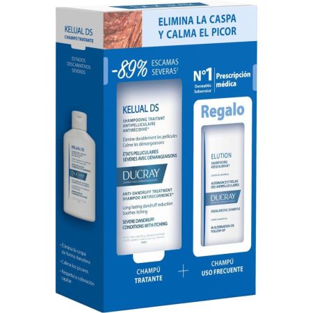 Ducray Kelual Ds Shampooing Traitant Antipelliculaire+ Shampoo Hfhf Pack regalo elimina de manera duradera la caspa y alivia el cuero cabelludo