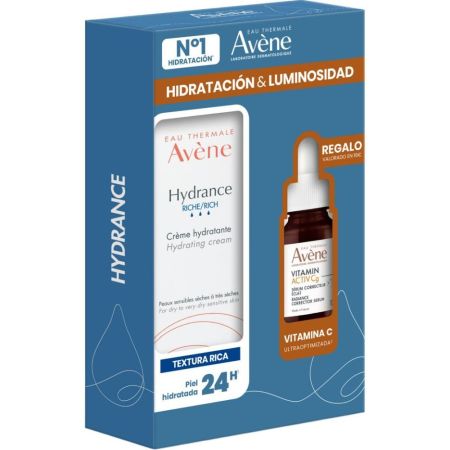 Avène Hydrance Rich Créme Spf30+Vitamin Active Sérum Gratis Pack regalo enriquecido ofrece hidratación y luminosidad matificando la piel