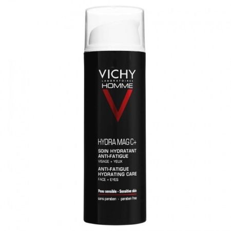 Vichy Homme Hydra Mag C+ Tratamiento hidratante antifatiga para rostro ojos bolsas y ojeras para hombre 50 ml
