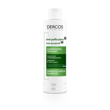 Vichy Dercos Shampoo Traitant Cabellos Grasos Champú de doble eficacia contra la caspa adherente y la reaparición 200 ml