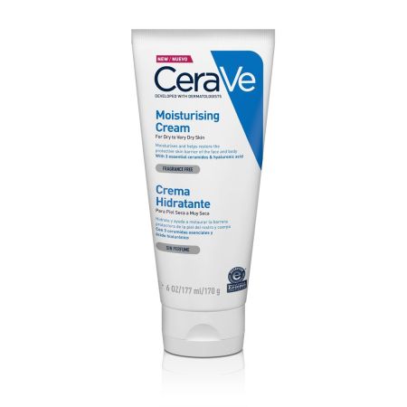 Cerave Crema Hidratante Crema facial y corporal hidratante de textura rica no grasa y de rápida absorción para restaurar la barrera