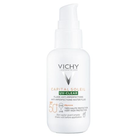Vichy Capital Soleil Uv-Clear Spf 50 Protector solar diseñado antiimperfecciones combta exceso de sebo acabado mate 40 ml