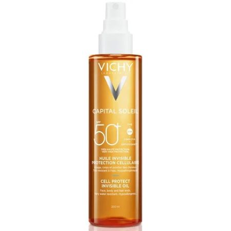 Vichy Capital Soleil Huile Invisible Protection Cellulaire Aceite solar facial y corporal además nutre y protege las puntas del cabello 200 ml
