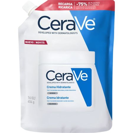 Cerave Crema Hidratante Recarga Crema hidratante facial y corporal de textura rica no grasa y de rápida absorción para restaurar la barrera 473 ml