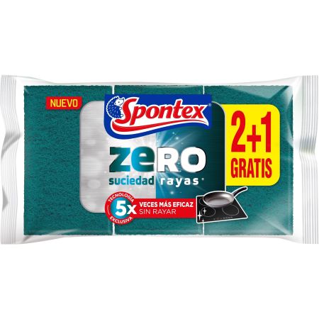 Spontex Estropajo Zero Suciedad Rayas Formato Especial Estropajo 5 veces más eficaz que uno tradicional 3 uds