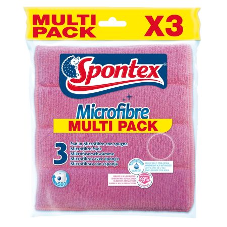 Spontex Bayeta Microfibre Multi Pack Pack Especial Bayeta de microfibra con esponja elimina el 99% de las bacterias 3 uds