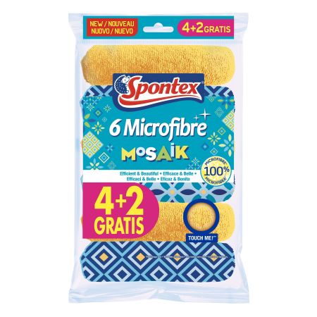 Spontex Bayeta 6 Microfibre Mosaik Formato Especial Bayeta de microfibra diseño atractivo aporta un toque de color a tu hogar 6 uds