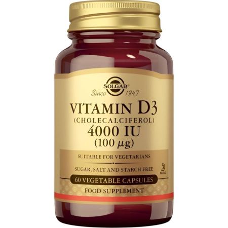 Solgar Vitamin D3 4000iu Complemento Alimenticio Complemento alimenticio apoya al funcionamiento del sistema inmunitario y mantenimiento de huesos 60 uds