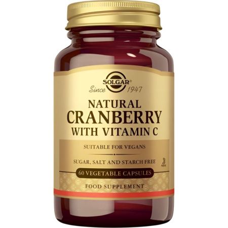 Solgar Natural Cranberry With Vitamin C Complemento Alimenticio Complemento alimenticio natural protege del daño oxidativo y mantiene el funcionamiento normal del sistema inmunitario 60 uds