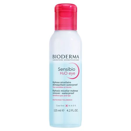 Bioderma Sensibio H2o Eye Biphase Micellaire Démaquillant Waterproof Agua micelar desmaquillante bifásico calmante refuerza la barrera cutánea para ojos y labios 125 ml