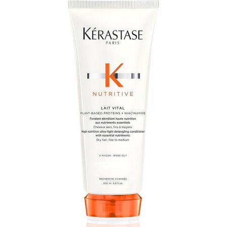 Kerastase Nutritive Lait Vital Acondicionador ultraligero hidratante y desenredante reduce puntas abiertas suavizando para cabello seco 200 ml