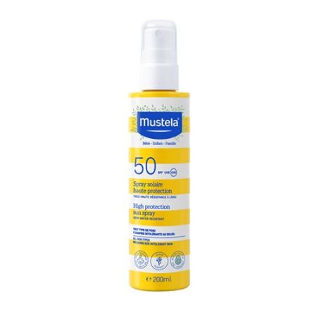 Mustela Spray Solaire Haute Protection Spf 50 Spray solar de textura no grasa ni pegajosa resistente al agua y a la arena con una gran protección 200 ml