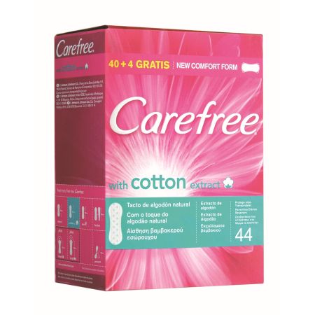 Carefree Sin Fragancia Cotton Feel Normal Protegeslips Protegeslip de rápida absorción antifugas y 100% transpirable ofrece máxima protección 44 uds