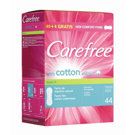 Carefree Fragancia Fresca Cotton Feel Normal Protegeslips Protegeslip de rápida absorción antifugas y 100% transpirable ofrece máxima protección 44 uds