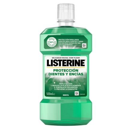 Listerine Protección Dientes Y Encías Enjuague Bucal Colutorio para dientes más fuertes y encías más sanas sabor menta fresca