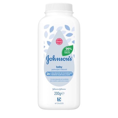Johnson'S Baby Polvo Natural Polvos narurales absorben el exceso de humedad de la piel del bebé con aroma clásico y limpio 200 gr