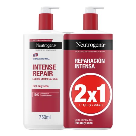 Neutrogena Reparación Intensa Loción Corporal 2x1 Formato Especial Loción corporal reparadora e hidratante no grasa 72 horas 2x750 ml