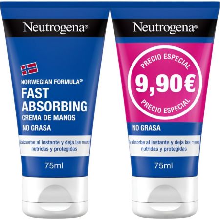 Neutrogena Rápida Absorción Textura Ligera Crema De Manos Duplo Crema de manos de rápida absorción y no grasa hidrata intensamente 2x75 ml
