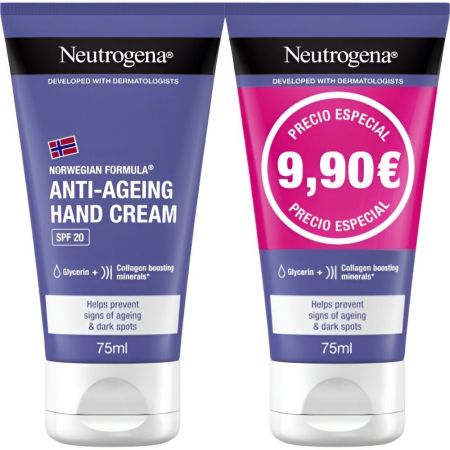 Neutrogena Visibly Renew Anti-Aging Hand Cream Spf 20 Duplo Crema de manos antiedad elasticidad intensa 2x75 ml