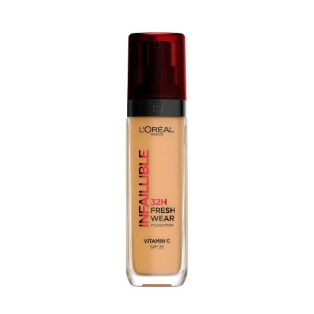 L'Oreal Infaillible 32h Fresh Wear Foundation Spf 25 Base de maquillaje fluida cobertura modulable con vitamina c 24 horas de duración