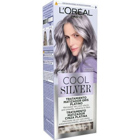 L'Oreal Cool Silver Tratamiento Matizador Gris Platino Tratamiento matizador combate los reflejos amarillentos no deseados proporcionando un acabado gris platino puro y elegante