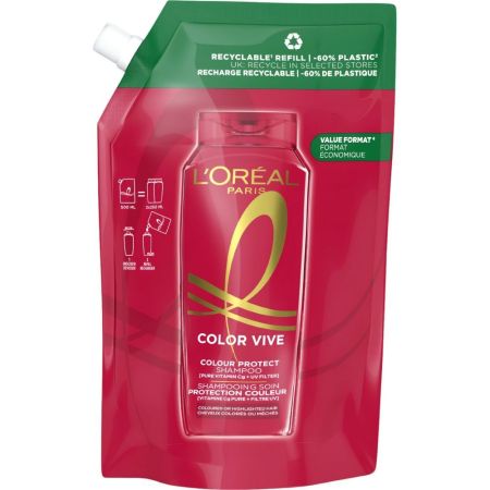 Elvive Color Vive Champú Protector Recarga Champú protector nutritivo y fijador del color para cabello teñido o con mechas 500 ml