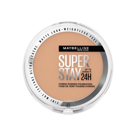 Maybelline Super Stay Hybrid Powder-Foundation Base de cobertura en polvo resistente al agua de gran cobertura y ligereza para acabado mate y ligero
