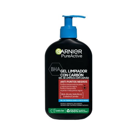 Garnier Pure Active 3 En 1 Carbón Anti-Puntos Negros Gel limpiador exfoliante o mascarilla antipuntos negros piel equilibrada y purificada