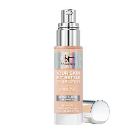 It Cosmetics Your Skin But Better Foundation+ Skincare Medium Coverage Base de maquillaje con tratamiento de cobertura media corrige y minimiza poros para acabado natural