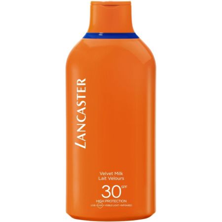 Lancaster Velvet Milk Lait Velours Spf 30 Leche solar fluida protege contra infrarrojos y luz visible para bronceado radiante y uniforme 400 ml