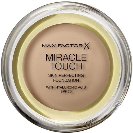 Max Factor Miracle Touch Skin Perfecting Foundation Spf 30 Base de maquillaje cobertura perfecta con ácido hialurónico acabado impecable