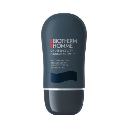 Biotherm Homme Uv Defense City Fluid Spf 50+ Pa+++ Fluido solar de rápida absorción sin acabado blanco piel calmada y protegida 30 ml