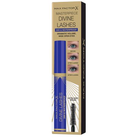 Max Factor Masterpiece Divine Lashes Waterproof Máscara de pestañas resistente al agua ofrece volumen 24 horas