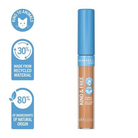 Rimmel London Kind & Free Hydrating Concealer Corrector multiusos vegano de cobertura media aspecto natural e impecable